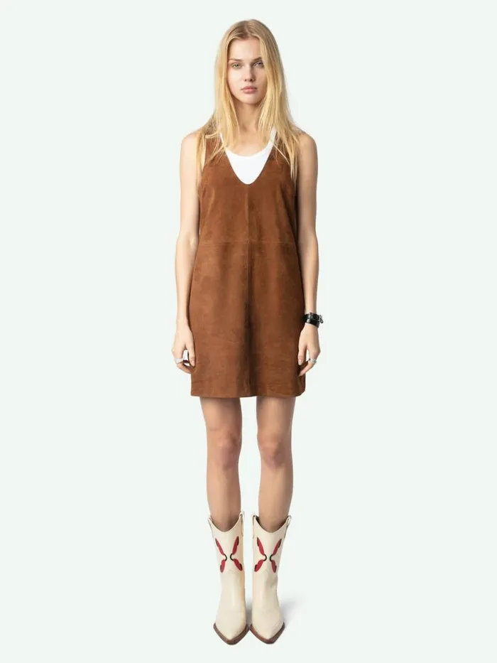 Women Zadig and Voltaire Dresses and Skirts Rasha Suede Dress Cognac