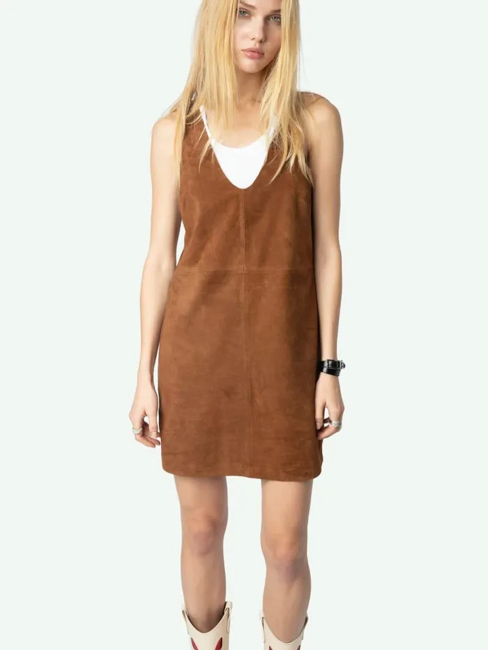 Women Zadig and Voltaire Dresses and Skirts Rasha Suede Dress Cognac