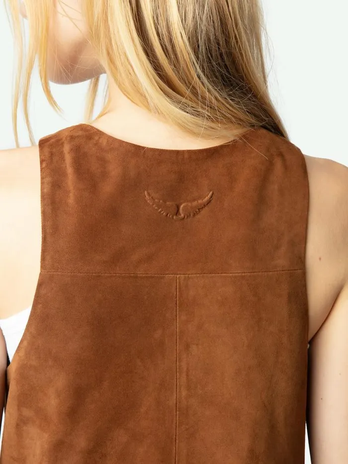 Women Zadig and Voltaire Dresses and Skirts Rasha Suede Dress Cognac