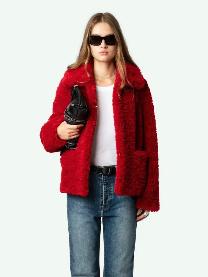 Women Zadig and Voltaire Jackets and Coats Fred Coat Crimson