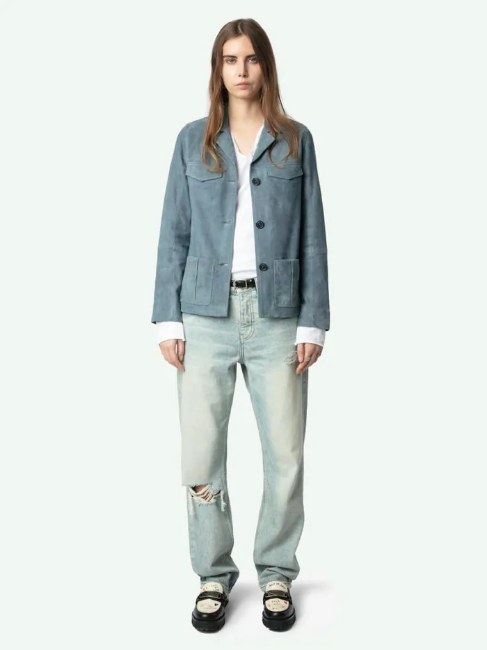 Women Zadig and Voltaire Jackets and Coats Laron Suede Jacket Uniform