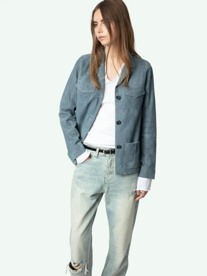 Women Zadig and Voltaire Jackets and Coats Laron Suede Jacket Uniform Women Zadig and Voltaire Jackets and Coats Laron Suede Jacket Uniform