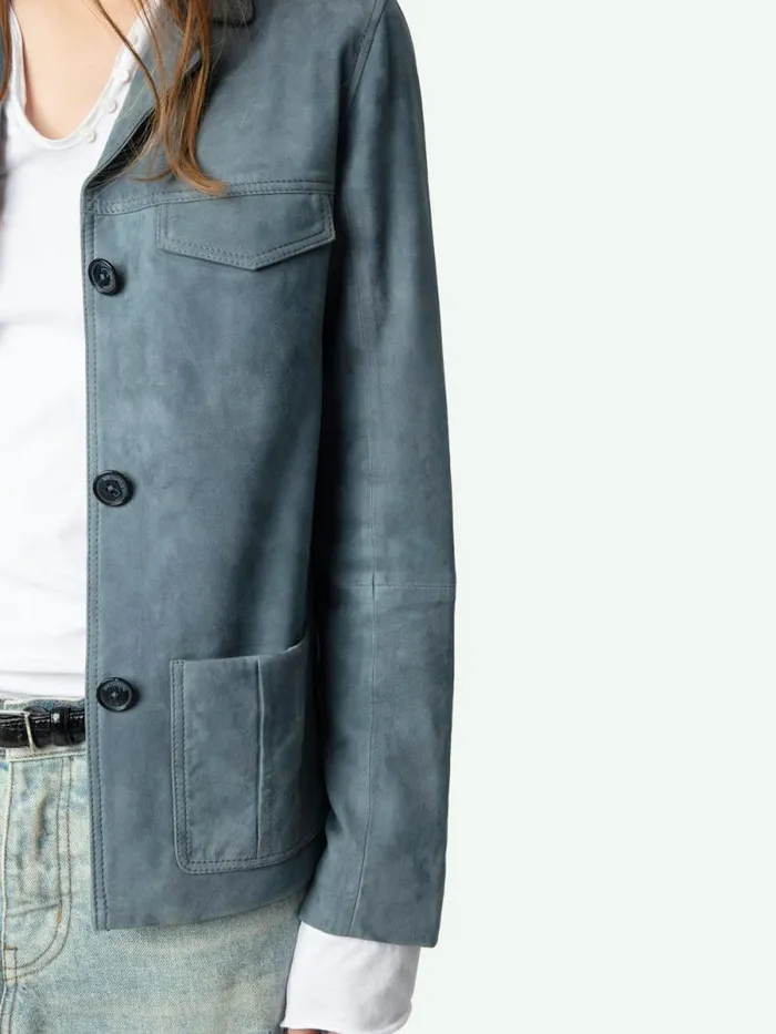 Women Zadig and Voltaire Jackets and Coats Laron Suede Jacket Uniform Women Zadig and Voltaire Jackets and Coats Laron Suede Jacket Uniform