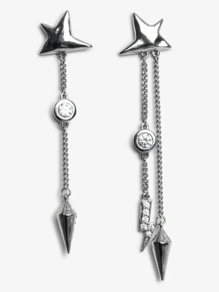 Women Zadig and Voltaire Jewelry Nova Earrings Shiny Silver