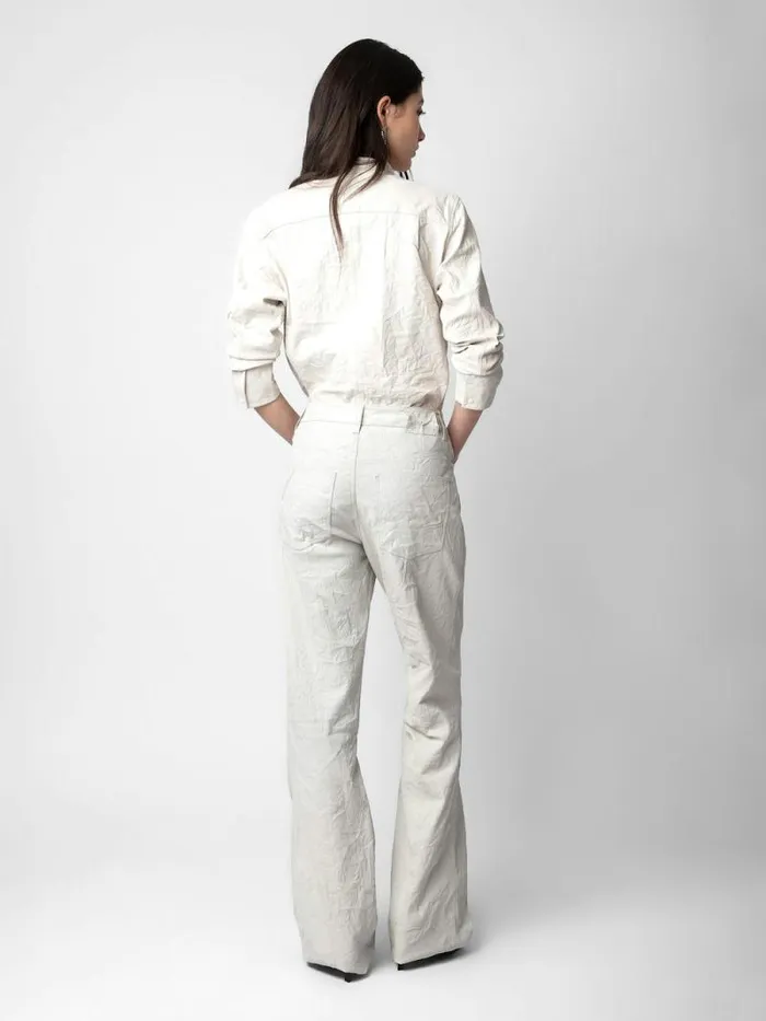 Women Zadig and Voltaire Pants and Shorts Pistol Crinkled Leather Pants Judo