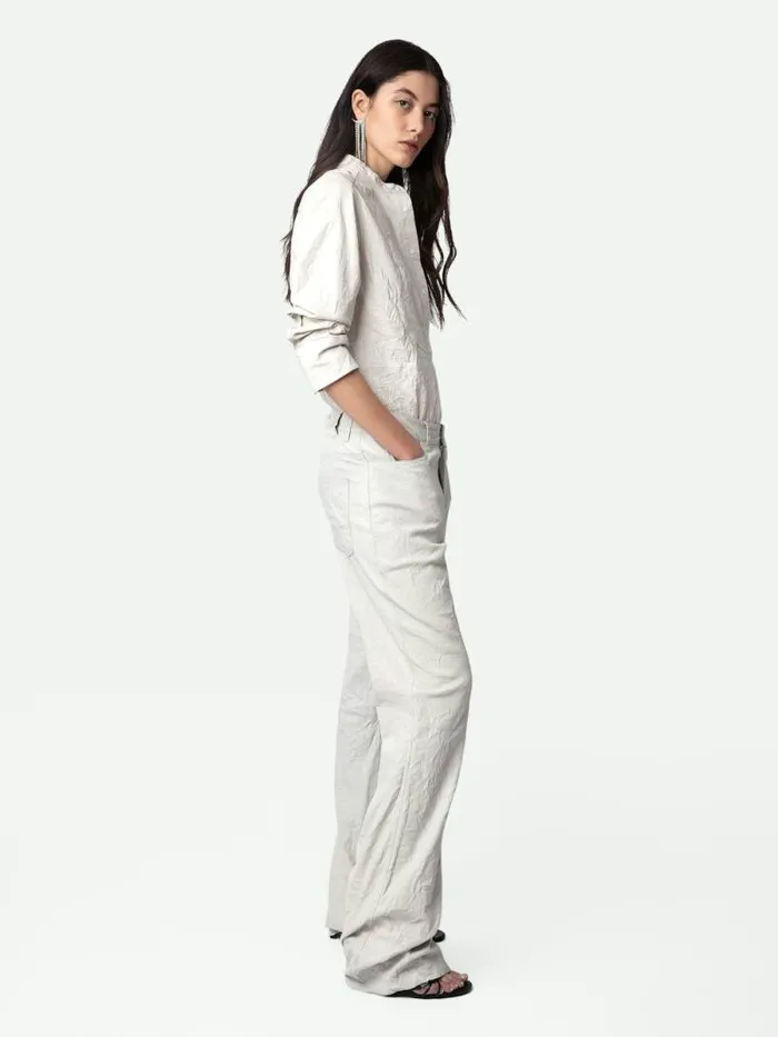 Women Zadig and Voltaire Pants and Shorts Pistol Crinkled Leather Pants Judo