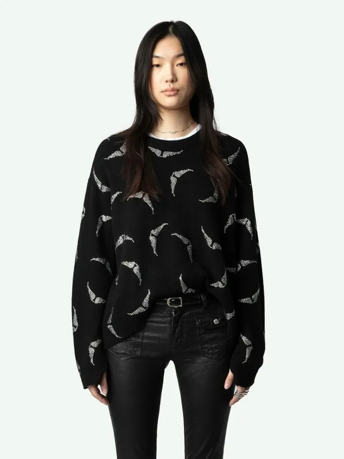 Women Zadig and Voltaire Sweaters and Cardigans Markus Diamant Wings Cashmere Sweater Black