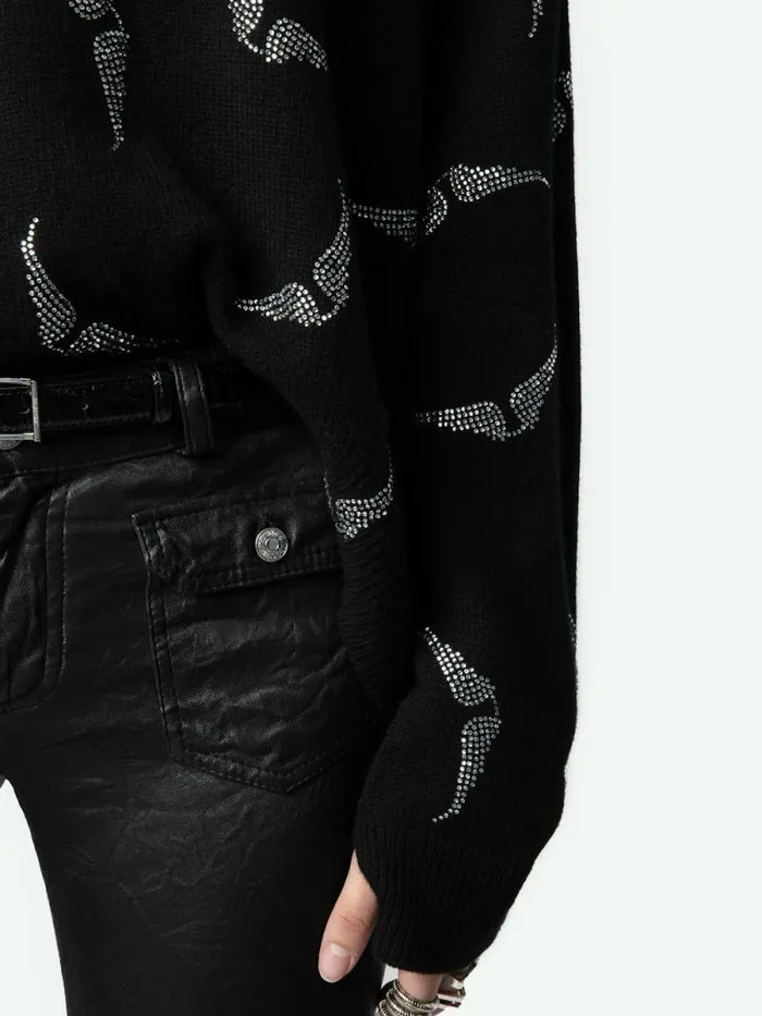 Women Zadig and Voltaire Sweaters and Cardigans Markus Diamant Wings Cashmere Sweater Black