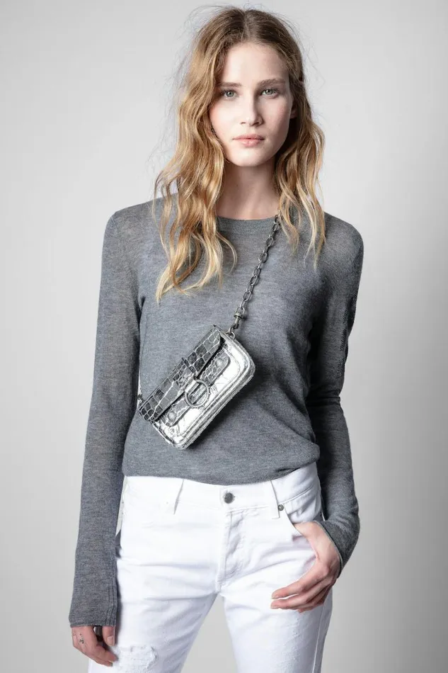 Women Zadig and Voltaire Sweaters and Cardigans Miss Arrow Cashmere Sweater Mottled Gray