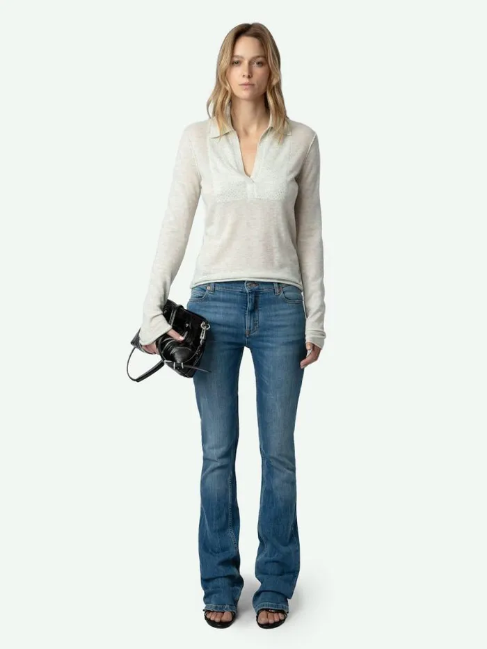 Women Zadig and Voltaire Sweaters and Cardigans Sally Diamante Cashmere Sweater Neige