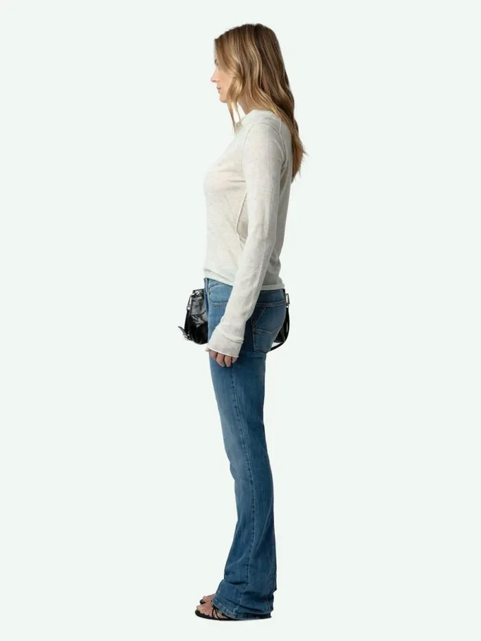 Women Zadig and Voltaire Sweaters and Cardigans Sally Diamante Cashmere Sweater Neige Women Zadig and Voltaire Sweaters and Cardigans Sally Diamante Cashmere Sweater Neige