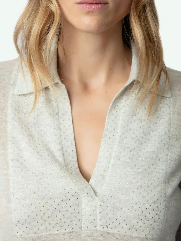 Women Zadig and Voltaire Sweaters and Cardigans Sally Diamante Cashmere Sweater Neige Women Zadig and Voltaire Sweaters and Cardigans Sally Diamante Cashmere Sweater Neige