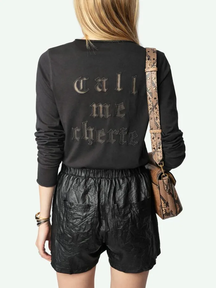 Women Zadig and Voltaire TShirts Henley Fishnet Tshirt Carbone Women Zadig and Voltaire TShirts Henley Fishnet Tshirt Carbone