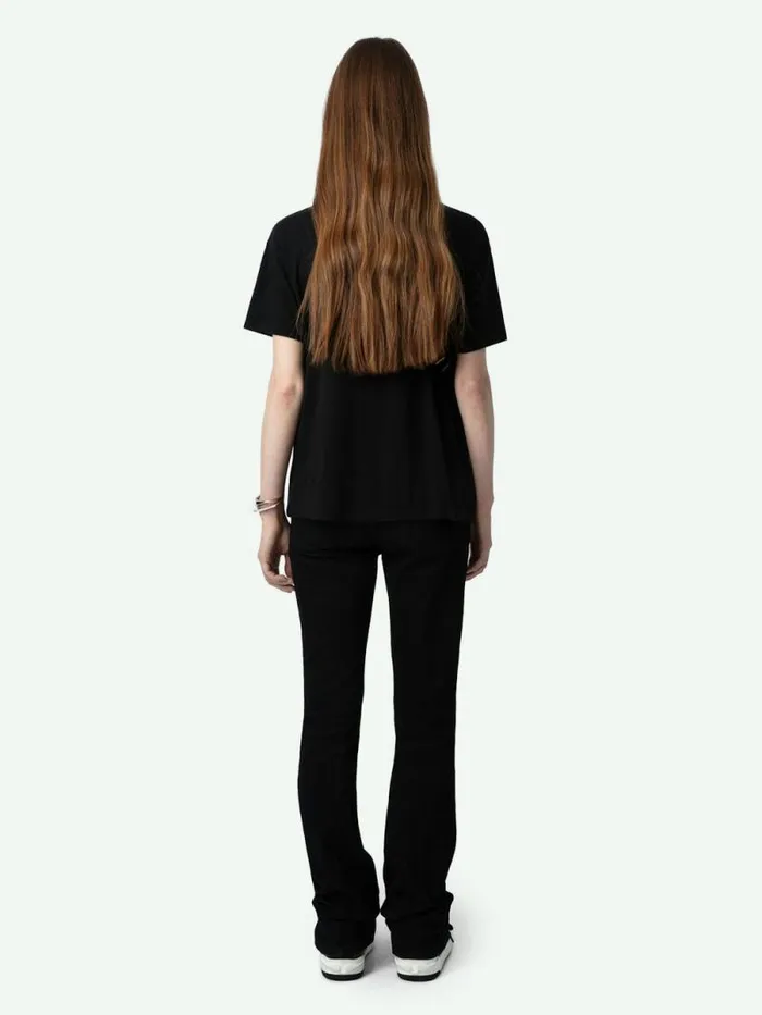 Women Zadig and Voltaire TShirts Marta Diamante Wings Tshirt Black