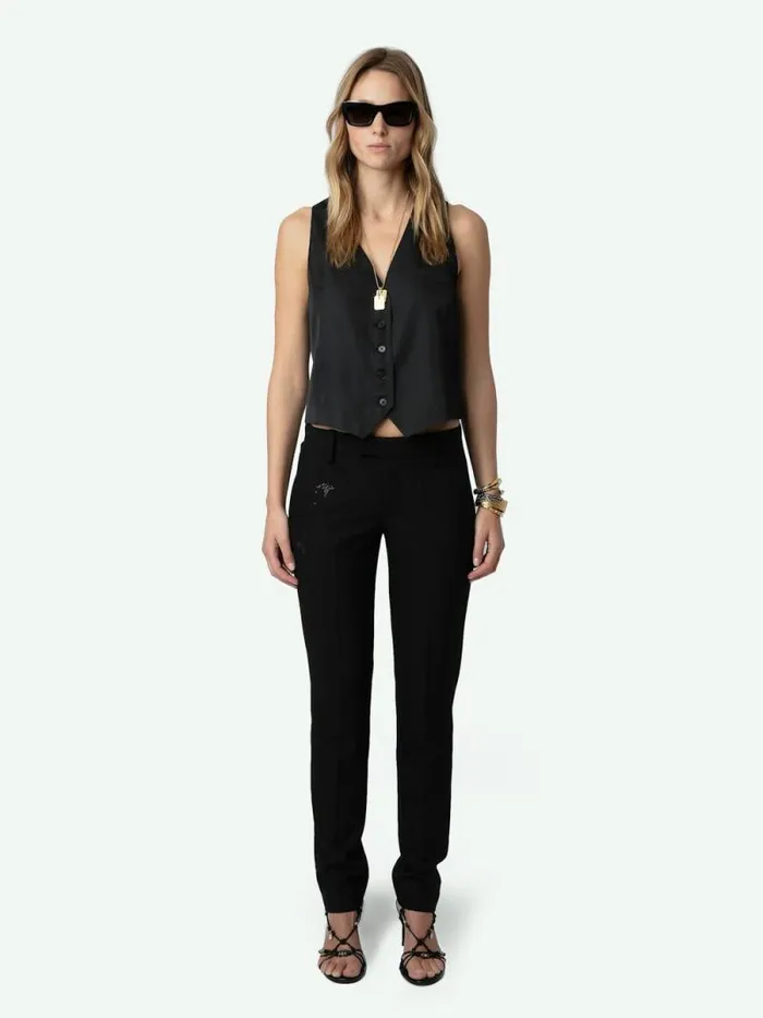 Women Zadig and Voltaire Tops and Shirts Emaux Satin Vest Black