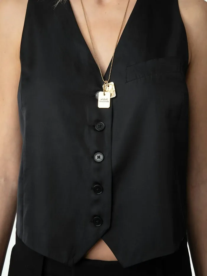 Women Zadig and Voltaire Tops and Shirts Emaux Satin Vest Black