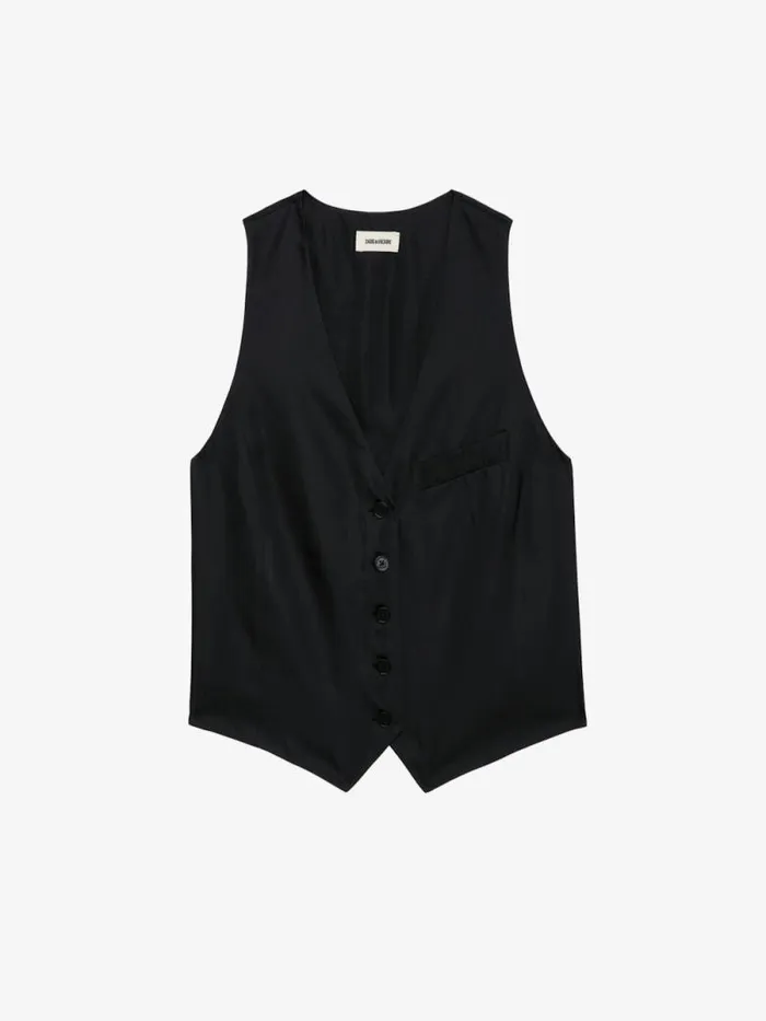 Women Zadig and Voltaire Tops and Shirts Emaux Satin Vest Black