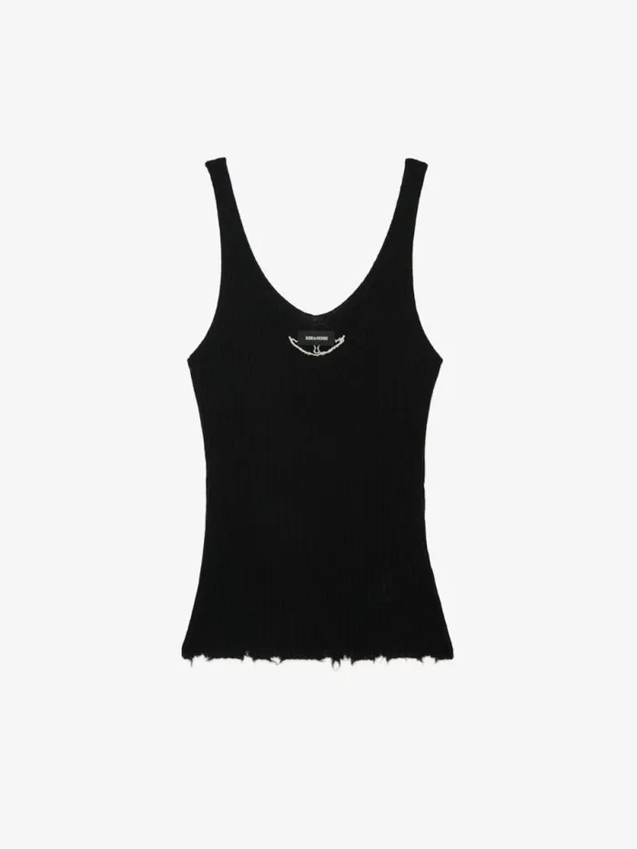 Women Zadig and Voltaire Tops and Shirts Nora Cashmere Tank Top Black Women Zadig and Voltaire Tops and Shirts Nora Cashmere Tank Top Black
