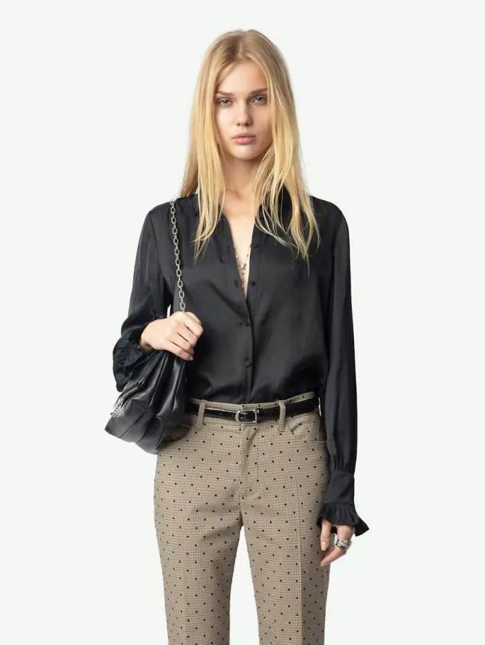 Women Zadig and Voltaire Tops and Shirts Thely Satin Shirt Black
