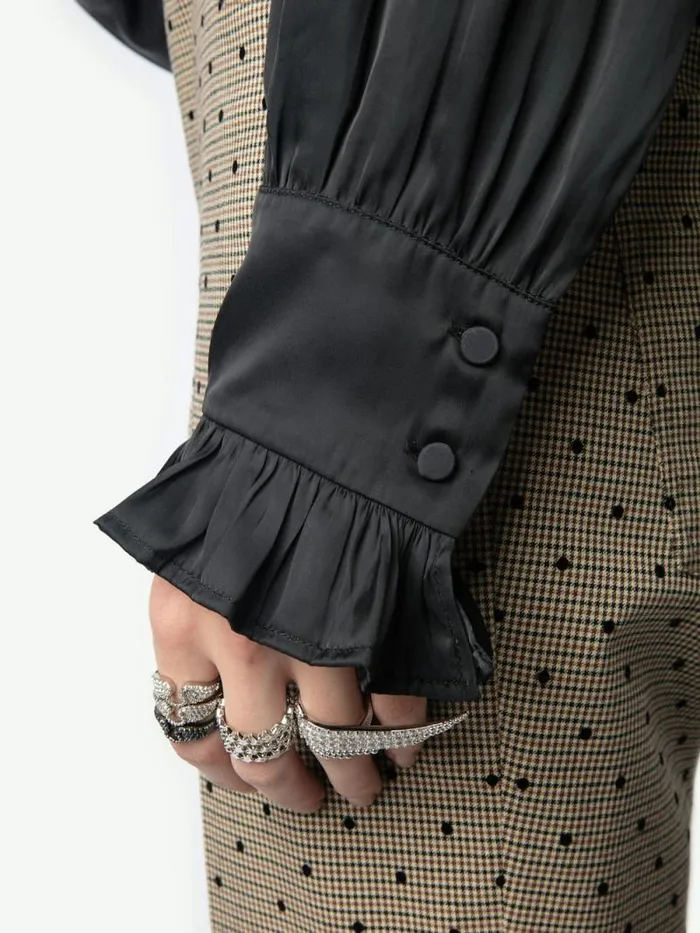 Women Zadig and Voltaire Tops and Shirts Thely Satin Shirt Black