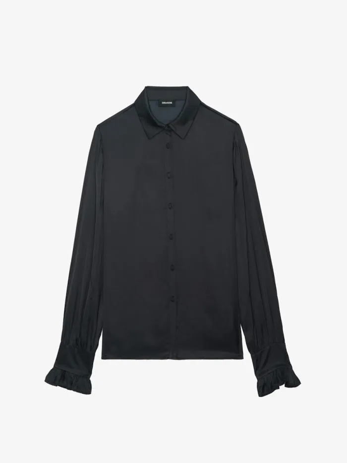 Women Zadig and Voltaire Tops and Shirts Thely Satin Shirt Black
