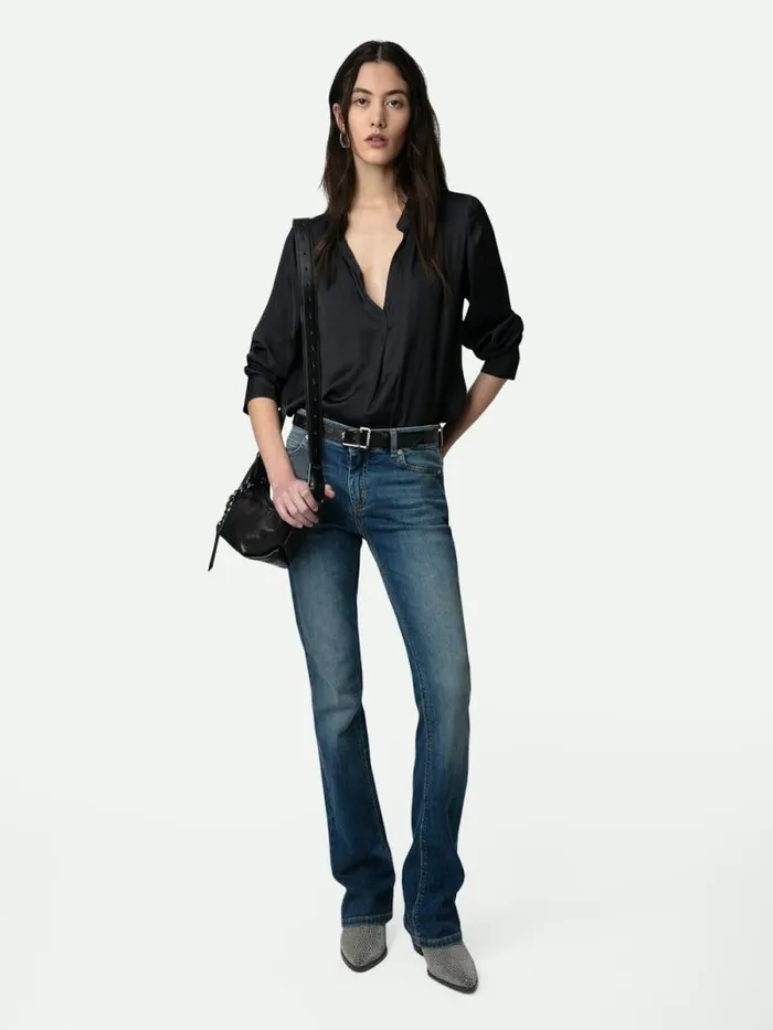 Women Zadig and Voltaire Tops and Shirts Tink Satin Blouse Black