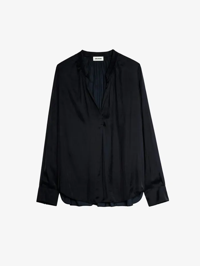 Women Zadig and Voltaire Tops and Shirts Tink Satin Blouse Black Women Zadig and Voltaire Tops and Shirts Tink Satin Blouse Black