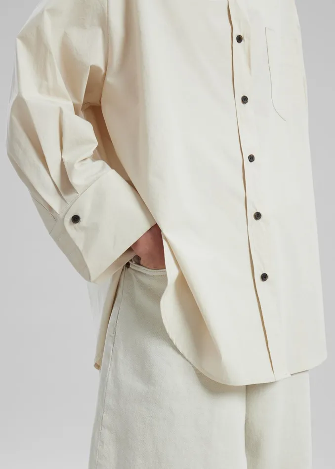 Women Zuri Boxy Button Up Shirt 8211 Cream The Frankie Shop Tops