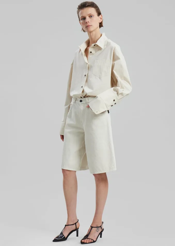 Women Zuri Boxy Button Up Shirt 8211 Cream The Frankie Shop Tops