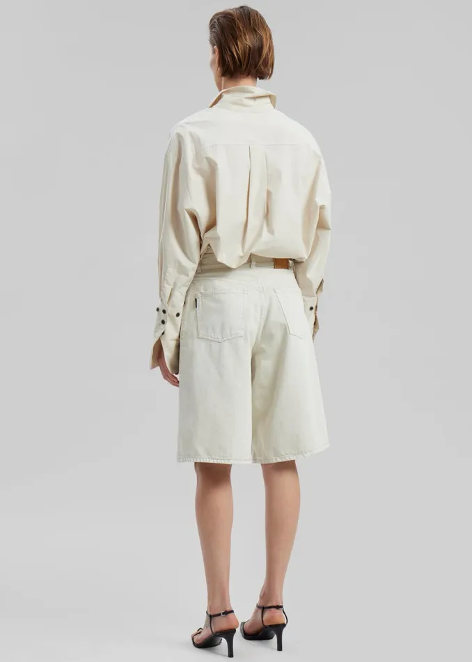 Women Zuri Boxy Button Up Shirt 8211 Cream The Frankie Shop Tops