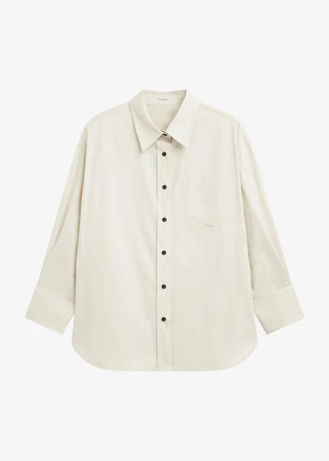 Women Zuri Boxy Button Up Shirt 8211 Cream The Frankie Shop Tops