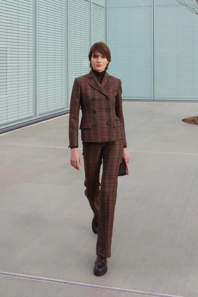 Wool Check Bootcut Pants Caramelmulticolor Women Akris Pants
