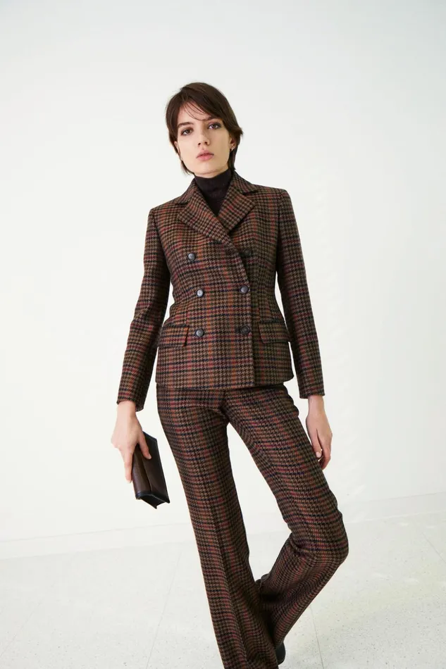 Wool Check Bootcut Pants Caramelmulticolor Women Akris Pants