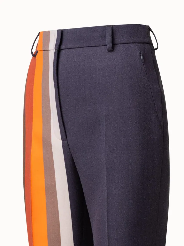 Wool DoubleFace Bootcut Pants With Superimposed Letters Print Multicolor Women Akris Pants