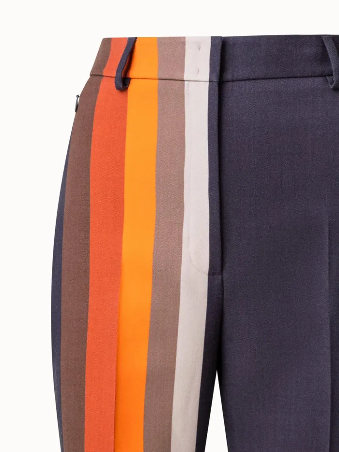 Wool DoubleFace Bootcut Pants With Superimposed Letters Print Multicolor Women Akris Pants