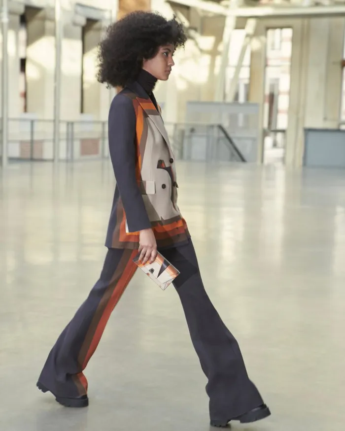 Wool DoubleFace Bootcut Pants With Superimposed Letters Print Multicolor Women Akris Pants